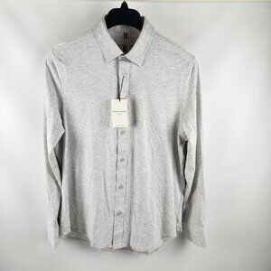 Report Collection Men Large Gray Lux Knit 4-Way Stretch L/S Button Up NWT